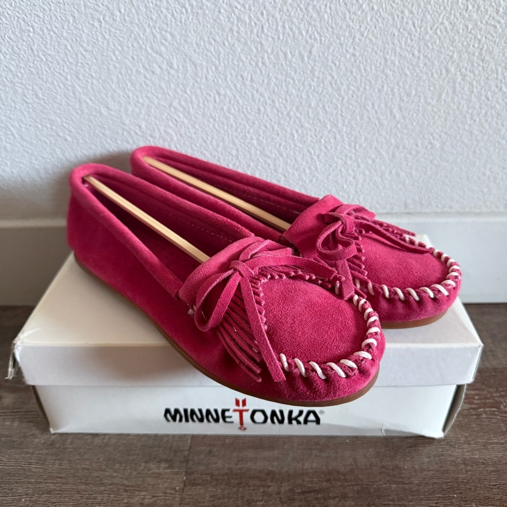 Minnetonka Pink Suede Moccasins